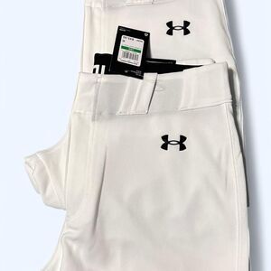 2 Pairs of Under-Armour Men's White Baseball pants, Size Large